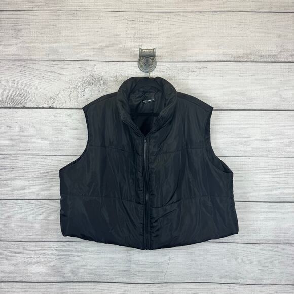 Shein Curve Plus Size Black Puffer Sleeveless Zip Up Vest Size 6X-24/26 - Picture 1 of 6